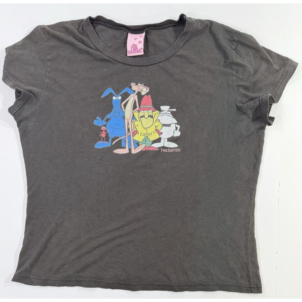 Pink Panther Graphic T-Shirt Women's Small Black Cartoon Tee Y2K MGM